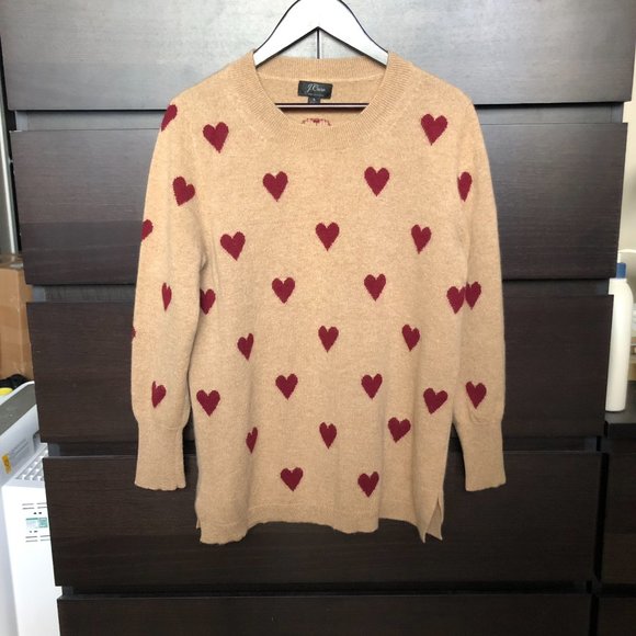 J.Crew Intarsia Heart Everyday Cashmere Sweater - Picture 2 of 8